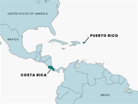 costa rica vs puerto rico map